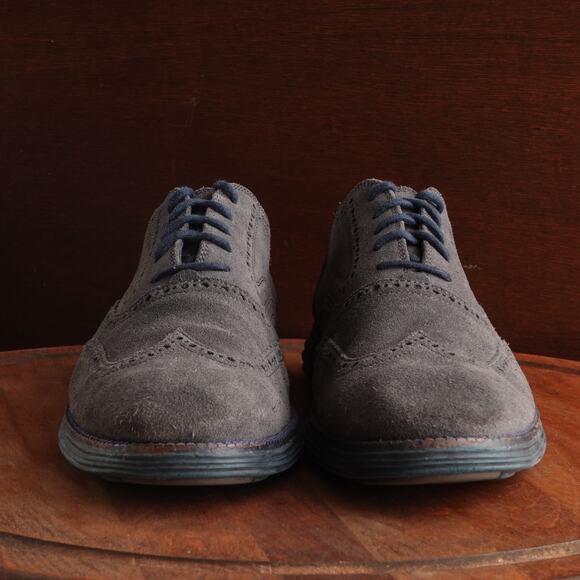 Cole Haan Oxfords Mens Size 12M Gray Grand OS Wingtip Brogue Suede Shoes C22094 main image 12